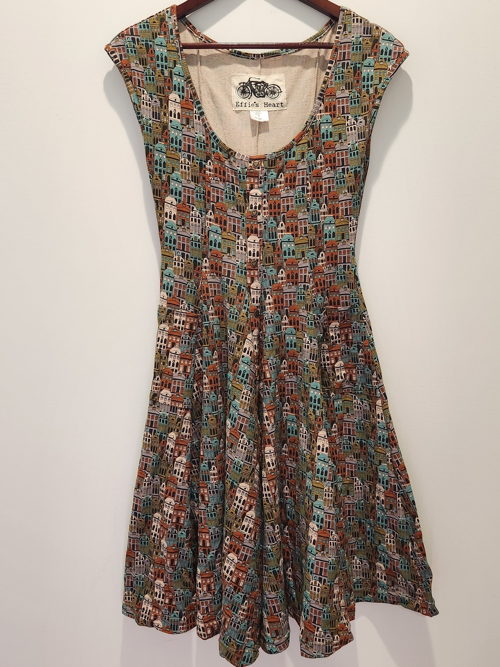 Effie's Heart Women's Wander Fit & Flare Dress in Plague/House Print